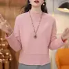 Tejido de hilo de núcleo, suéter de punto de ganchillo calado de cuello alto para mujer, jersey de otoño, prenda interior, top ajustado