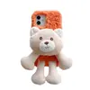Funda de Peluche Oso Pequeño para Teléfono Protección Anticaídas Adecuada para Apple 17Pro/17Pm Modelo Hecho a Mano Oso Gordo