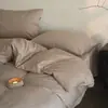 Juego Sencillo de Color Sólido Todo Algodón de Cuatro Piezas Jacquard Algodón Puro Juego de Tres Piezas para Dormitorio de Estudiante Funda Nórdica Sábana Bajera Amigable con la Piel Ropa de Cama