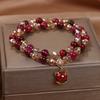 Ins estilo coreano Pulsera de cristal de piedra ojo de tigre rojo rosa moda para mujer pulsera de zorro con incrustaciones de diamantes joyería al por mayor