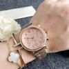 Reloj de Moda Reloj de Mujer Agujero Rápido Suministro en Vivo Reloj Decorativo de Tres Ojos Seis Agujas Marca Reloj de Oro Diamante
