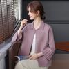Otoño e Invierno Transfronterizo Nuevo Talla Grande Reductor de Edad Moderno Solapa Versátil Tejido Top Ajustado Base Chaqueta Casual