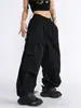 Monos con cordón de estilo americano para mujer, pantalones rectos holgados de cintura alta a la moda, pantalones casuales de pierna ancha con lazo en el tobillo