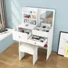 Tocador para apartamentos pequeños, con diseño de tapa abatible, estilo moderno y minimalista, con almacenamiento integrado, un tocador y un mini tocador de noche