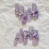 Manicura de Diamante Morado Cristalino con Punta Joyería de Diamante Celebridad de Internet Azúcar Morado Brillante Amor Ángulo Recto Manicura Lavanda Joyería de Diamante