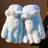 Lindos Guantes de Felpa de Gato Azul de Cinco Dedos para Mujer, Guantes Gruesos de Invierno Cálidos Forrados de Felpa, Resistentes al Viento para Ciclismo, Nuevo Modelo 2026