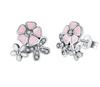 Pendientes de plata 925 para mujer, de moda tailandesa, con diamantes y tres flores, bonitos pendientes de flores, accesorios para las orejas.
