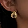 Design Silencioso e Elegante, Estilo Clássico Aço Inoxidável Dourado 18K Linhas de Junção em Coração Envoltas em Brincos Assimétricos em Camadas Múltiplas
