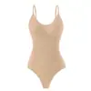 Body de triángulo con cuello en V para mujer transfronterizo con alta elasticidad, control de abdomen sin costuras, modelado de cintura y diseño de entrepierna abierta