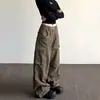Pantalones Cargo Lavados Retro Americanos Multibolsillos para Hombre Marca Trendy High Street cleanfit Holgados Versátiles Casuales de Pierna Ancha