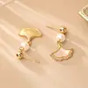 Pendientes de botón estilo dama con hoja de Ginkgo, temperamento elegante, moda de alta gama, pendientes largos exquisitos, pendientes colgantes frescos y dulces, a la moda