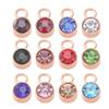En stock accesorios de joyería DIY 6.5mm doble argolla piedra natal Copa Diamante colgante mayoreo acero inoxidable piedra de cumpleaños 12 meses
