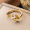Joyería Vintage de Acero Inoxidable Oro de 18K Acero Titanio Anillo Abierto No se Desvanece Nicho para Mujer Sensación de Alta Gama