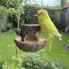 Comedero para pájaros con tocón de árbol de resina, Adorno de columpio de loro artificial para patio y balcón, Decoración de jardín, Exhibición al aire libre