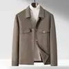 Jaqueta masculina de lã feita à mão 2026 outono e inverno moderna lapela estilo workwear jovem casual quente casaco de lã dupla face