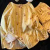 Pijama de Niña Lindo a Rayas Estrelladas con Cuello Redondo, Conjunto de Cardigan de Manga Larga y Pantalones para Primavera y Otoño, Ropa de Casa para Estudiantes
