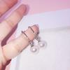 Plata Esterlina 925 Diamante Gancho para la Oreja Cuerpo de Plata para Mujer Elegante Simple Importado Perla Aretes Colgantes Ojo de Gato Grulla para la Oreja