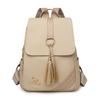 Mochila Feminina 2025 Nova Couro Macio Casual Moda Mochila Grande Capacidade Estilo Coreano Franja Viagem Compras Mochila Escolar