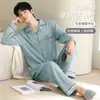 Pijama de manga larga para hombre, primavera y otoño, traje casual tipo cárdigan de algodón puro, se puede usar afuera, talla 7XL extra grande, venta al por mayor de ropa para el hogar