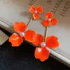 Pendientes Colgantes Flor de Perla con Goteo de Aceite de Aguja de Acero, Estilo Dulce y Fresco, Pendientes de Gama Alta Nicho al por Mayor