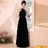 Vestido de Novia Francés de Compromiso con Cuello Halter, Vestido Largo Ultra-Hada de Lujo Ligero con Plumas para Recepción de Boda