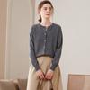 Outono e inverno cashmere cardigan mulheres pescoço redondo manga longa suéter liso elegante exterior desgaste cashmere suéter quente casaco pequeno