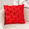 Capa de Almofada de Natal Transfronteiriça, Almofada de Veludo PV com Árvore de Natal, Almofada de Sofá para Decoração de Feriado, Almofada Bordada com Estrela