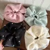 Nuevo Scrunchie Grande de Malla con Perlas de Doble Capa para Mujer, Estilo Francés, Gama Alta, Lujo Ligero, Accesorio para el Cabello Retro