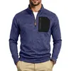 Ropa de hombre transfronteriza, talla US, sudadera con forro polar catiónico para otoño e invierno, sudadera con media cremallera y cuello alto con bolsillos de parche para hombre en Amazon