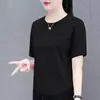Camiseta Deportiva de Manga Corta para Mujer, Nuevo Estilo de Verano, Estilo Coreano, Versátil, Holgada, Talla Grande, Ropa para Mujer, Prendas Exteriores que Cubren el Vientre, Camiseta