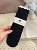 Meias Estilo Ballet Outono Miu para Mulheres, Meias Versáteis Coreanas com Borda Franzida Sem Costura, Meias Largas Anti-Pilling