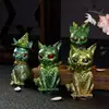 Amapola DIY Espejo de Resina Gato Mágico Soporte de Exhibición Gato Pirata Diabólico Llavero Molde de Silicona