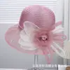 Sombrero de Pescador de Organza con Flor de Perla Estilo Hepburn Francés para Mujer, Sombrero de Malla Versátil Elegante y de Moda para Banquetes y Bodas