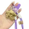 Edição Limitada de Ano Novo Urso de Rosa Pingente de Ouro Puro Corrente para Celular Chaveiro Dourado Loja de Ouro Presente Comercial