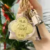 Chaveiro Dourado Trevo da Sorte de Quatro Folhas Ouro Puro 999 Pingente de Bolsa Atrai-Riqueza para Prosperidade e Beleza, Presente Atacado