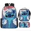 2024 Nueva Mochila Escolar de Stitch Set de Tres Piezas de Stitch Mochila con Dibujos Animados Impresos para Estudiante de Primaria Bolso de Hombro Estuche para Lápices traje