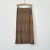 Falda media estilo Miyake para mujer, otoño, cintura elástica, textura plisada, falda midi, color liso, suelta, versátil, falda recta