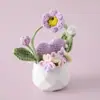 Ornamento Feito à Mão para Casa e Escritório Floco de Neve Fio Cesta de Flores Dupla Face Pequena Planta em Vaso Bolsa de Mensageiro Cesta de Flores Rosa Floral Fofa