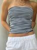 Top sin mangas a rayas estilo americano Ins Amazon Slim-Fit 2025 Verano Chica Caliente Sexy Top Bustier sin tirantes
