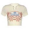 Transfronterizo 2026 Estilo Europeo y Americano Primavera y Verano Nueva Ropa para Mujer Top Corto Sexy Ajustado Moda Callejera Camiseta Estampada de Manga Corta