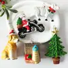 Nuevo adorno de plástico para árbol de Navidad de animal en motocicleta de Santa Claus soplado, accesorio de decoración navideña creativa