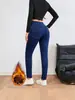 Comercio Electrónico Transfronterizo Europa y América Amazon Ropa de Mujer Terciopelo Plus Cintura Ancha Botones Levanta Glúteos Alta Elasticidad Mezclilla JEAN Skinny Pantalones de Mujer