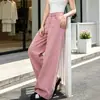 Diseño Chic Pantalones Casuales de Pierna Ancha Sensación de Alta Gama Rosa Jeans Versátiles Pantalones Largos hasta el Suelo para Mujer Cómodos Adelgazantes