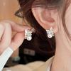 Aretes de Perla Rosa Sakura al Vapor Shijia con Cierre de Plata Esterlina 925 para Mujer Clips para Orejas Diseño de Nicho Aretes de Alta Gama