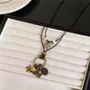 Collar con Colgante de Estrella de Cuerda de Cuero y Cuentas de Madera Estilo Artístico Retro Étnico Cadena para Clavícula de Moda Lujo Ligero Nicho Accesorio Personalizado para el Cuello