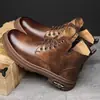 Botas Martin de caña alta para hombre de invierno con suelas gruesas, Zapatos de trabajo estilo británico, Antideslizantes, Resistentes al desgaste, Cálidos, Botines casuales
