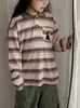 Camisa polo de rayas para niños 2026 primavera y otoño nuevo estilo para niños con bolsillo de perrito top camiseta básica para bebé manga larga para niñas