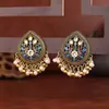 Pendientes Retro Exóticos de Gota de Agua con Diamantes de Colores y Borlas de Perlas para Mujer, Pendientes de Campana de Diseño Bohemio de Lujo Ligero