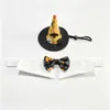 Disfraz de Halloween para Mascota Calabaza Estampado de Araña Sombrero Puntiagudo de Mago Gato Perro Caballero Corbata de Moño Collar Accesorio para Foto