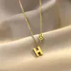 Colar Simples de Metal com Letra H em Aço Titânio Feminino Estilo Estético Tendência Ins Corrente da Clavícula Estilo Coreano Elegante Celebridade Cyber Acessórios Hip-Hop